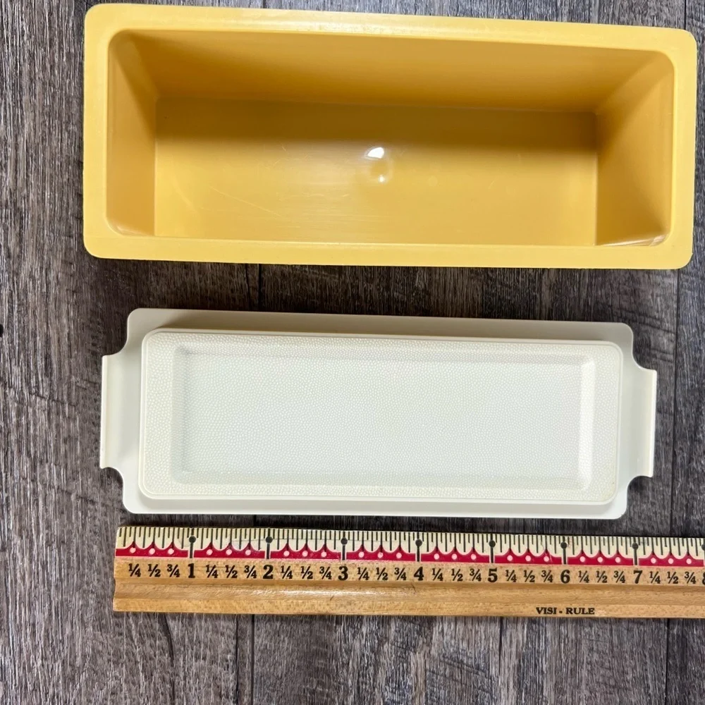 Vintage Tupperware butter dish single stick container harvest gold